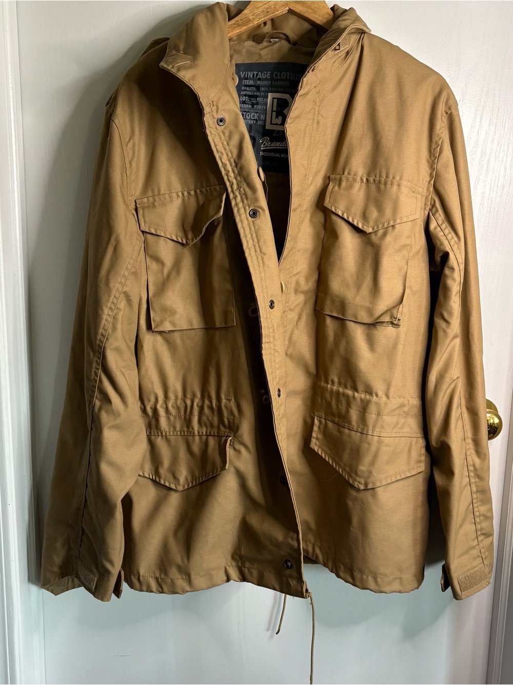 Brandit Vintage Clothing Sz M M65 Military Field Jacket Zip Pockets Classic FLAW
